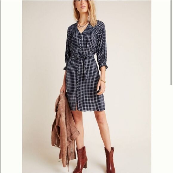 Anthropologie Dresses & Skirts - ANTHROPOLOGIE l Maeve Sara Smocked Shirt Dress size medium